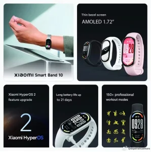 Xiaomi Smart Band 10 Buy Original Mobile Accessories in Pakistan - STMobile.pk Xiaomi Smart Band 10 price in Pakistan – band on wrist showing 1.72‑inch AMOLED display