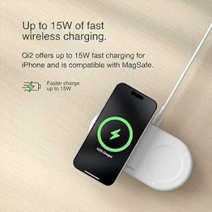Belkin BoostCharge Pro 2-in-1 Magnetic Wireless Charging Pad with Qi2 15W price in Pakistan Buy Original Mobile Accessories in Pakistan - STMobile.pk Belkin BoostCharge Pro 2-in-1 Magnetic Wireless Charging Pad with Qi2 15W price in Pakistan – pad charging iPhone and AirPods