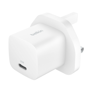 Belkin 25W USB-C PD Wall Charger with PPS Price in Pakistan – charger with foldable prongs and USB-C port showing compact travel design