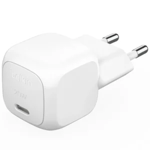 Belkin Compact USB-C Wall Charger 20W Price in Pakistan – charger with Europlug (Type C) round pins and USB-C port showing compact design