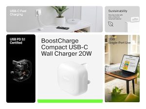 Belkin BoostCharge 20W Price in Pakistan – charger only with compact design and eco‑friendly packaging